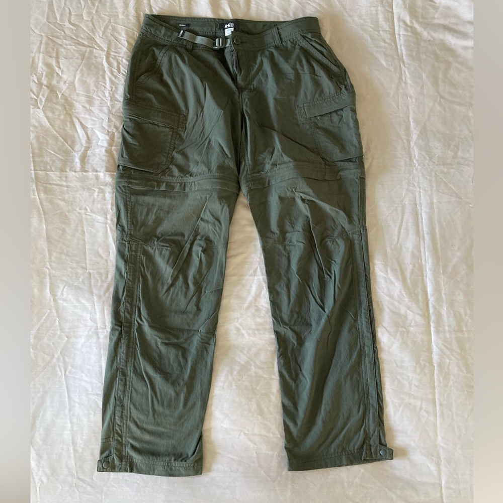 REI Sahara Convertible Hiking Pants 12P Olive green